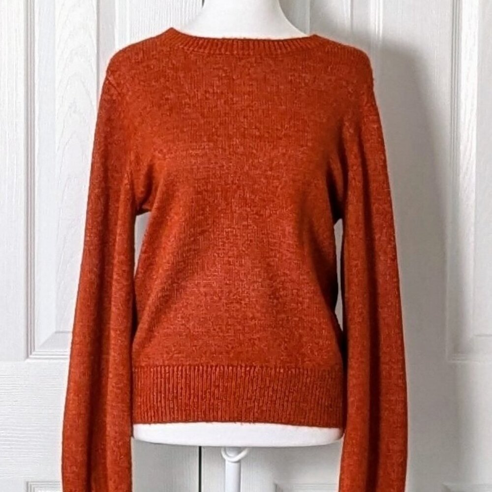 HALOGEN Women's Long Sleeve Crew Neck Knit Sweater Size S Burnt Orange NWT